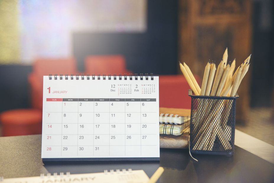 bigstock    Calendar Desk Place On Ta 468708965