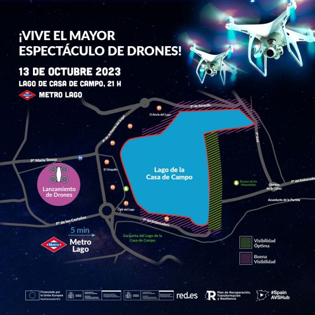 Un espectáculo de 300 drones recrea este viernes en el cielo de Madrid el descubrimiento de América