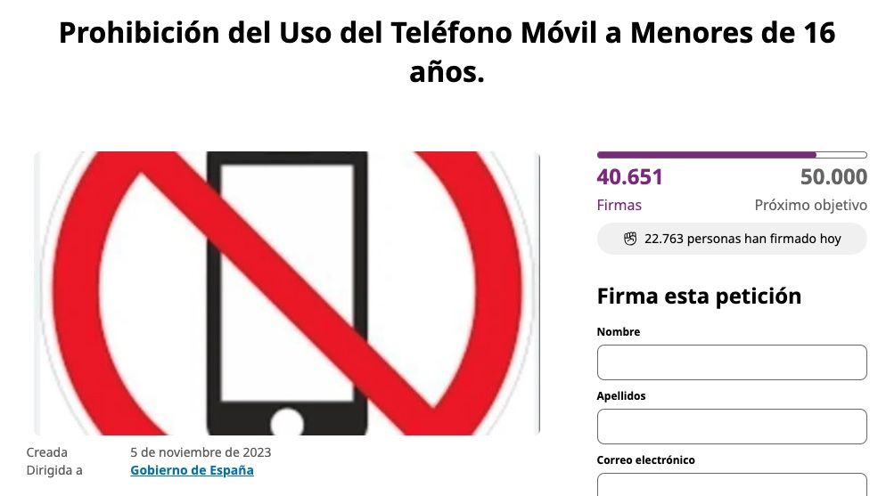 Prohibición del Uso del Teléfono Móvil a Menores de 16 años