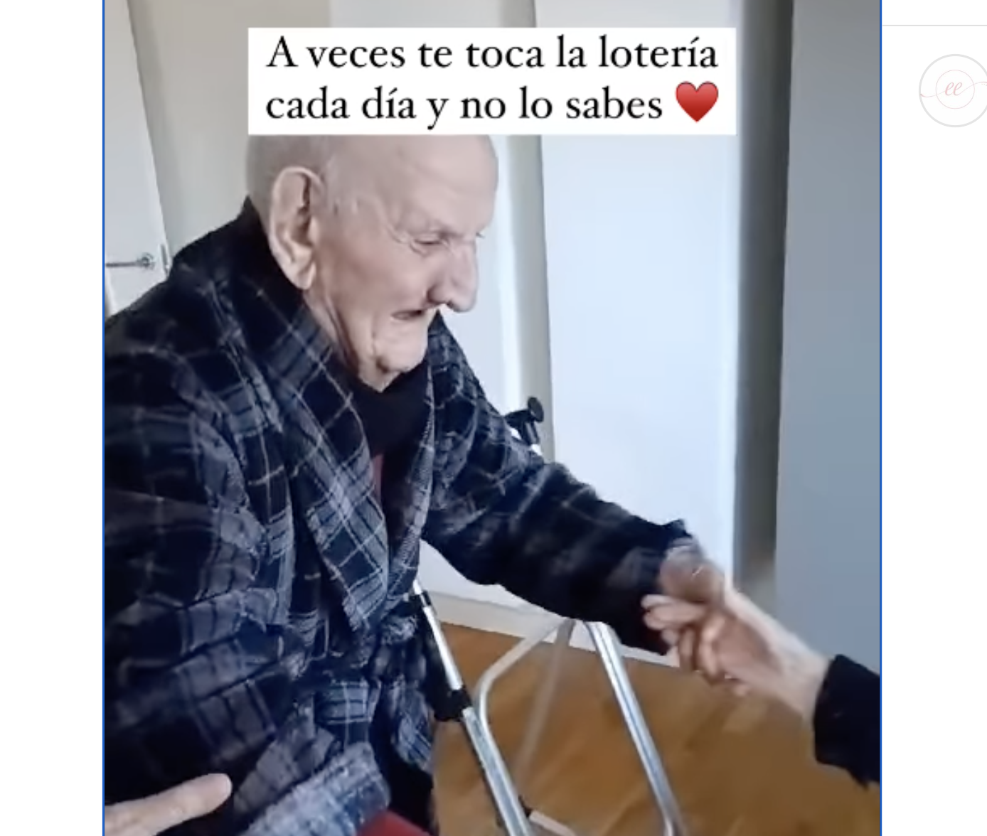 El vídeo emotivo del día: un hombre de 103 años se reencuentra con su esposa y su reacción es viral