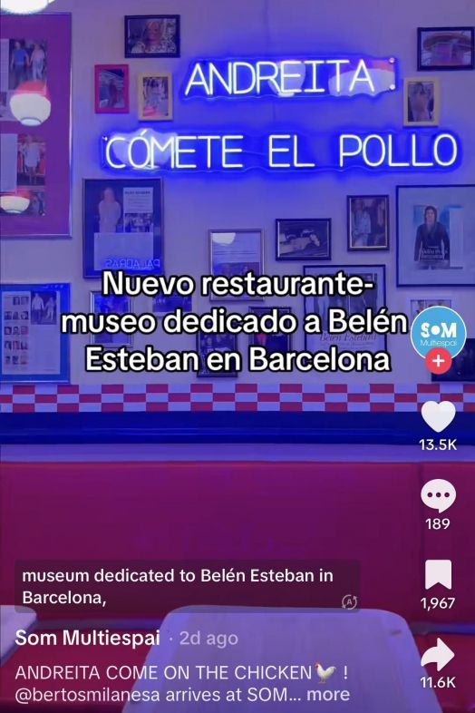 Se abre un restaurante dedicado a Belén Esteban en Barcelona . Captura de Tiktok.