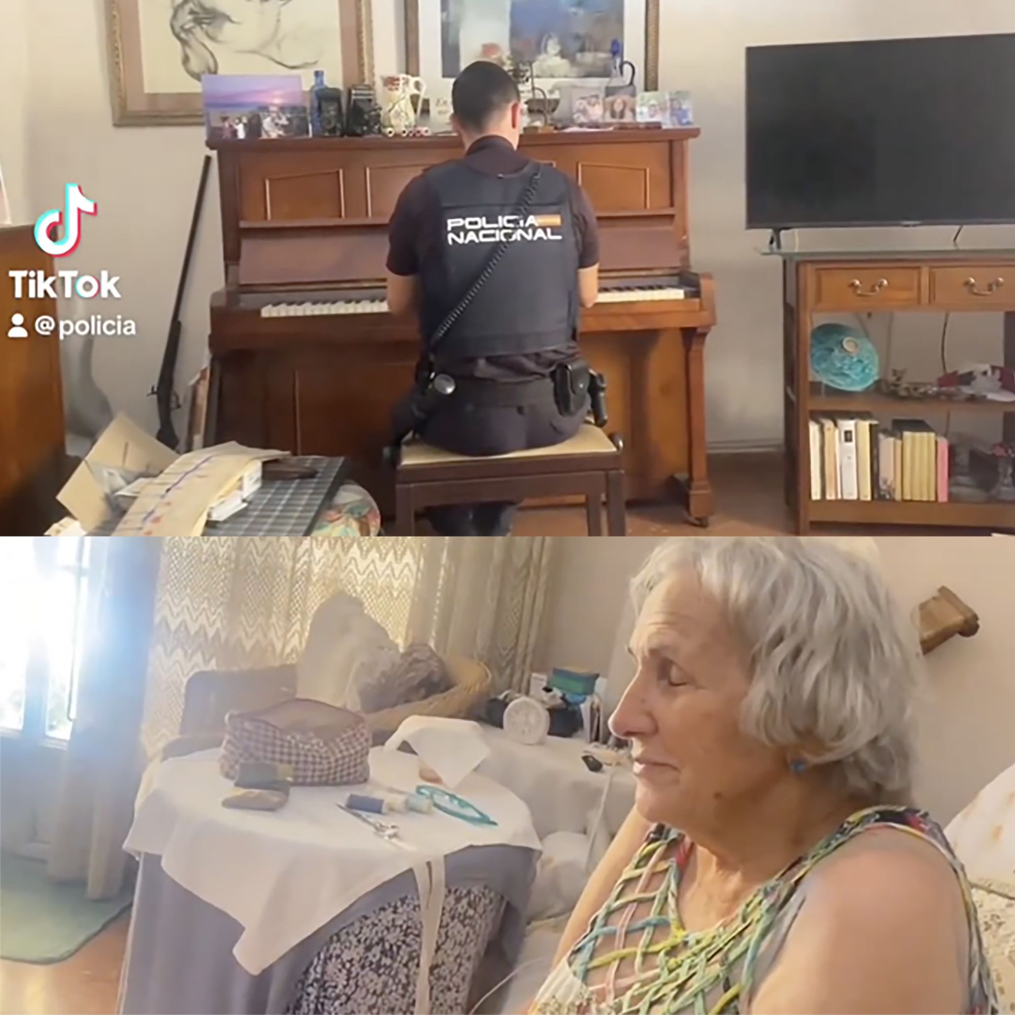 La historia más bonita del día: una artista de 84 años, un robo y un policía que toca el piano