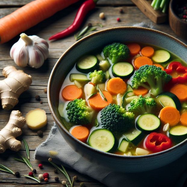 Sopa de verduras y jengibre