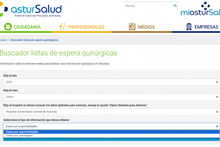 Cómo consultar la lista de espera para operarse en Asturias (Portal de Salud del Principado de Asturias)