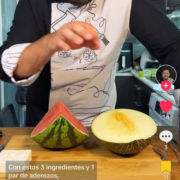 Ensalada de sandía, melón y jamón para refrescarte el verano (TikTok)