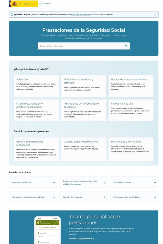 La Seguridad Social lanza una nueva web para facilitar información y trámites sobre pensiones