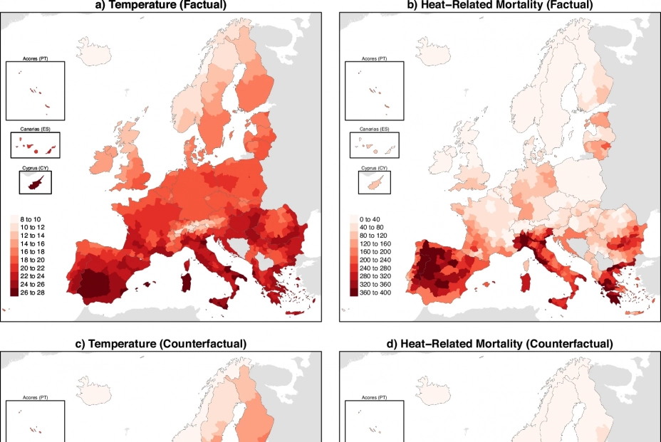 El cambio climático es un problema de salud pública:  se le atribuye el 56% de las muertes de 2022. Fuente:  Mortality burden attributed to anthropogenic warming during Europe’s 2022 record-breaking summer