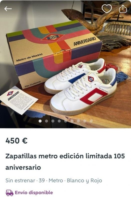 Zapatillas conmemorativas de Metro a la venta en Wallapop. Fuente: Europa Press