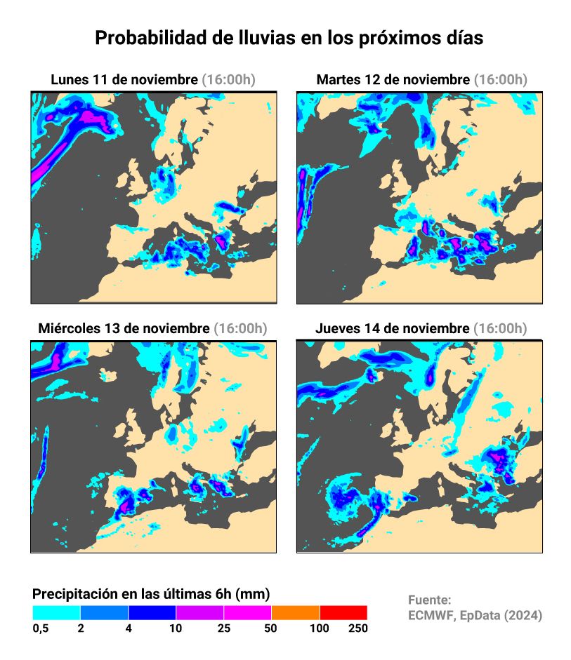 Se espera una nueva DANA para el miércoles con fuertes lluvias: las zonas más afectadas