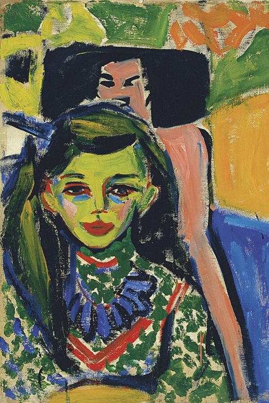 'Fränzi ante una silla tallada' de Ernst Ludwig Kirchner. Fuente: Wikipedia