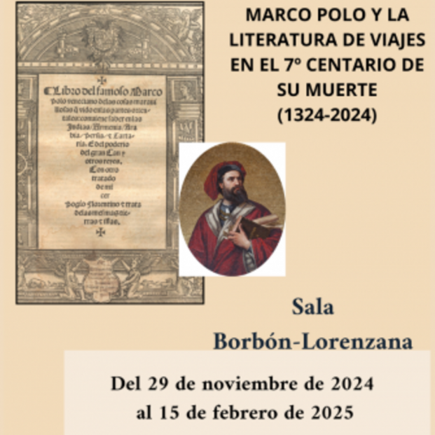 Cartel de la exposición 'Marco Polo y la literatura de viajes en el VII centenario de su muerte'. Fuente: Biblioteca de Castilla-La Mancha