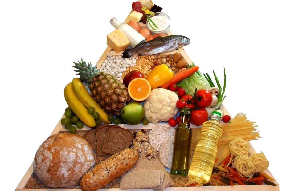 Ejemplo de pirámide nutricional. Bigstock