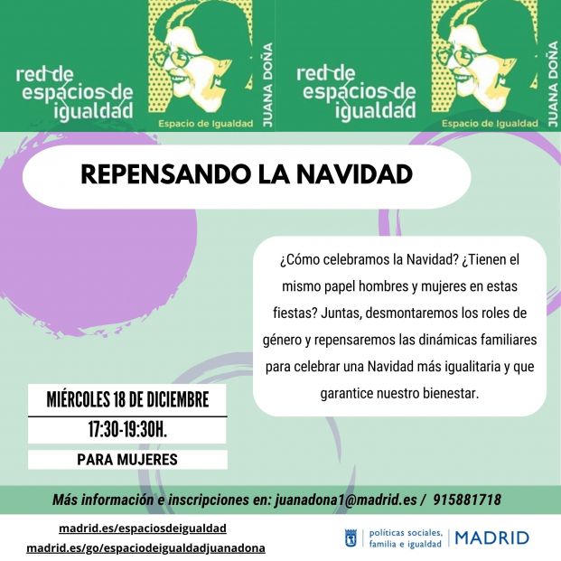 Cartel de la charla 'Repensando la Navidad'. Fuente: Ayuntamiento de Madrid