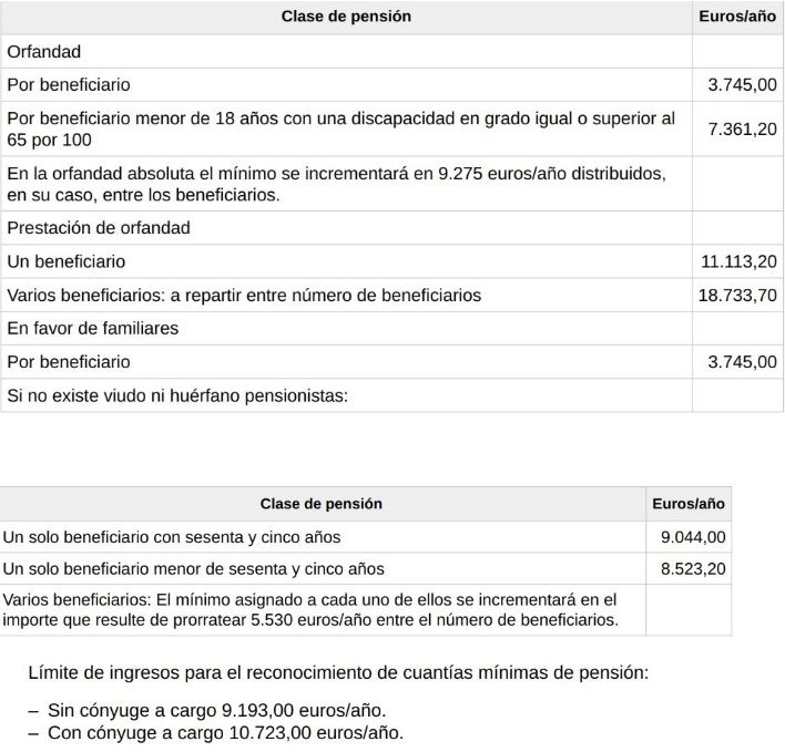 pension minima 2025 2