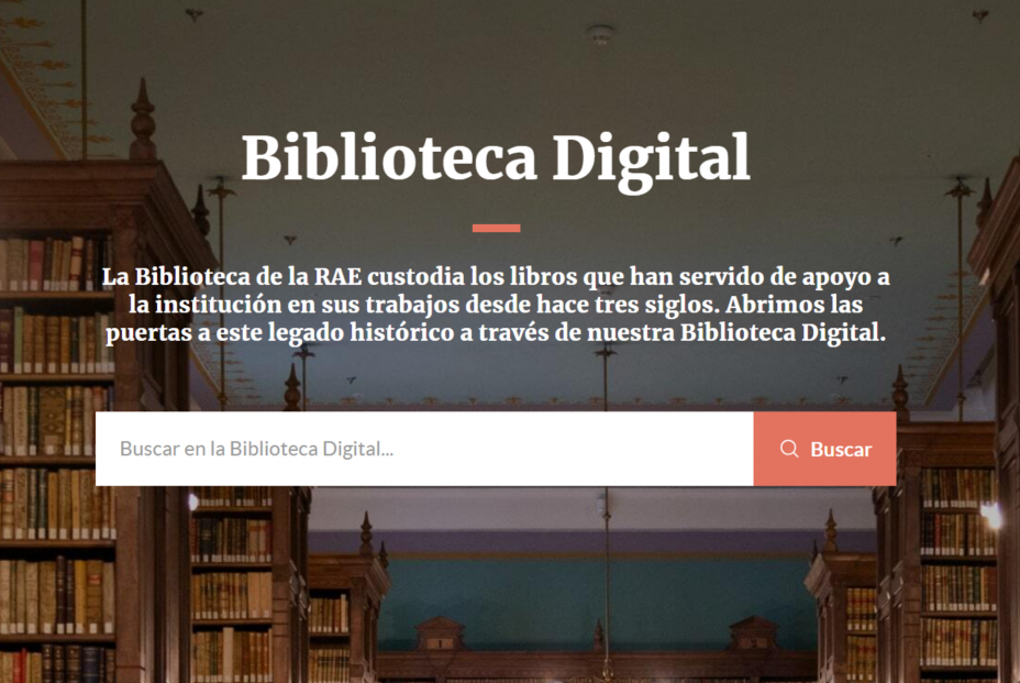 Captura de pantalla del página web de la Biblioteca Digital de la RAE. Fuente: RAE