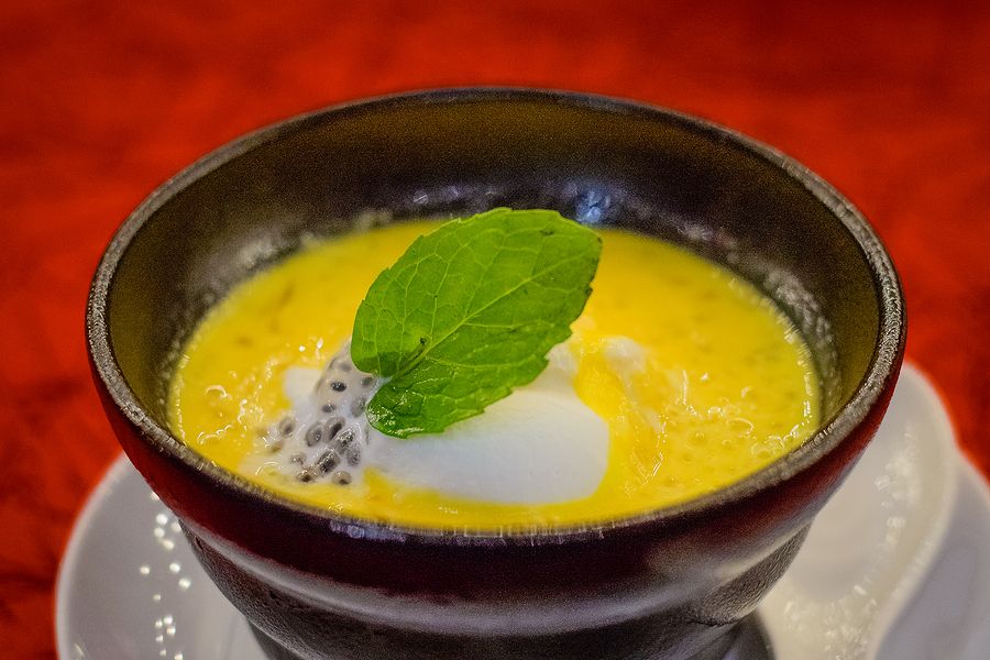 bigstock Chilled Sweet Mango Soup With  263664295