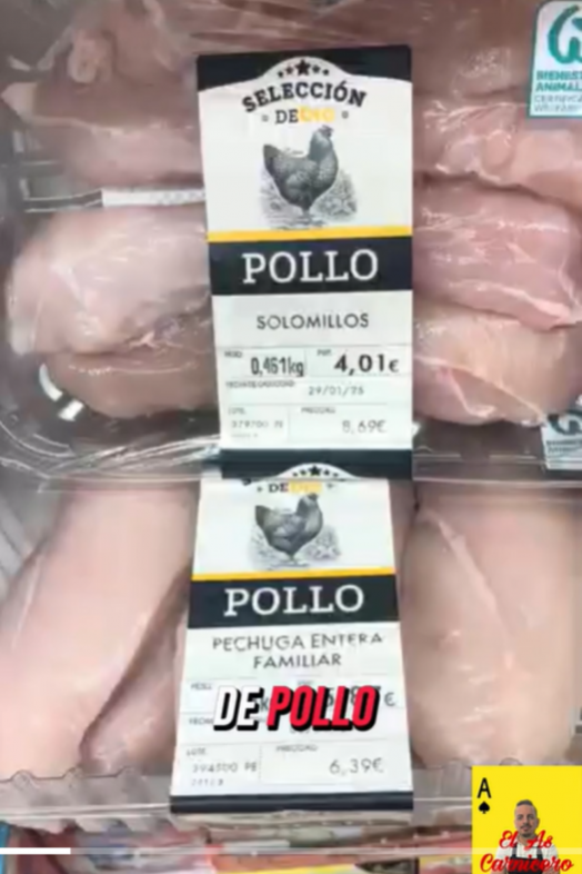 Vídeo engaño solomillo de pollo carnicero. Fuente: TikTok