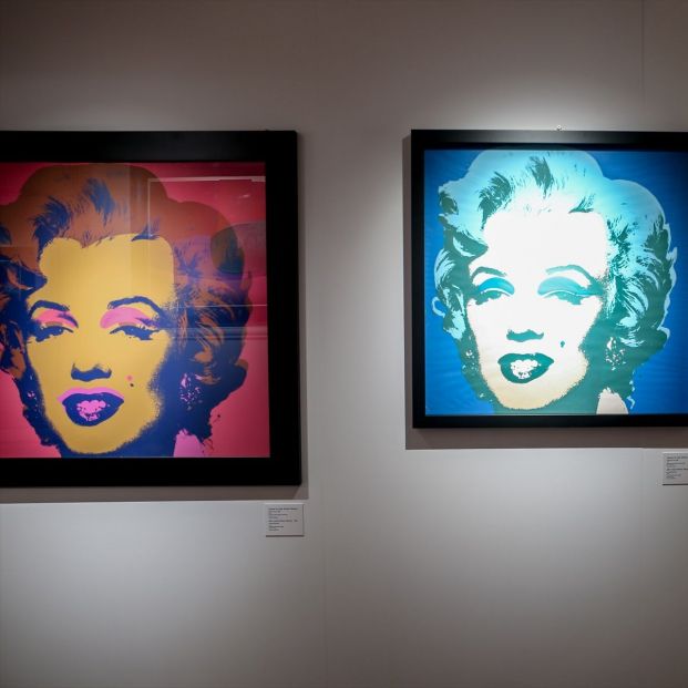 Retratos de Marilyn Monroe, en la inauguración de la exposición 'ANDY WARHOL SUPER POP'. Fuente: Ricardo Rubio / Europa Press