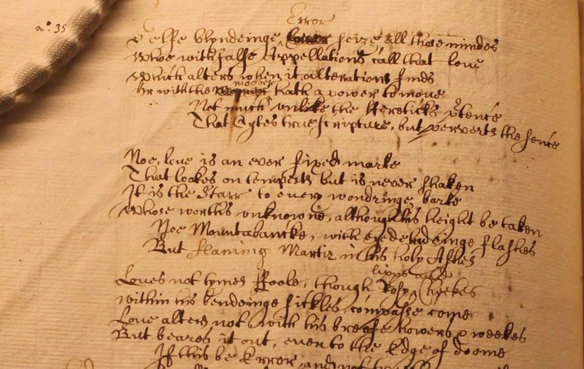 Descubren una rara copia manuscrita de un soneto de Shakespeare en Oxford