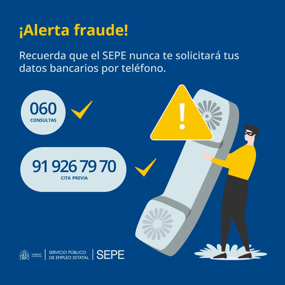 El SEPE alerta sobre una estafa con llamadas desde números 800 y 807